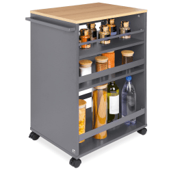 Nischenwagen Servierwagen auf Rollen mit 3 verstellbaren Ebenen & FSC® Holz Küchenwagen mit Arbeitsplatte – freistehender Universal Rollwagen Küche Bad Büro 50x38x79 cm Eiche & Anthrazit Bengt Anthrazit & Eiche Angebot bei HelloDeals