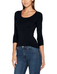 ONLY Damen Langarmshirt Figurbetont und Tailliert aus Baumwolle, Rundhalsausschnitt M Schwarz Angebot bei HelloDeals