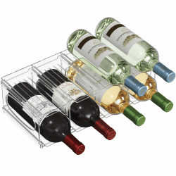 Lifewit Flaschenregal Stapelbar für 8 Flaschen, Kunststoff Weinregal für Kühlschrank Schrank Arbeitsplatte Büro, 2 Etagen Flaschenhalter Weinflaschenhalter Flaschenablage, Flaschen Organizer Regal Angebot bei HelloDeals