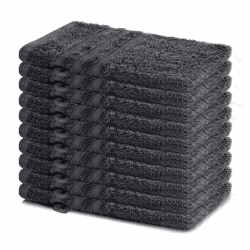 Lavea® 10er Set Waschhandschuh 15x21 cm – Saugstarke und Weiche Waschhandschuhe aus 100% Baumwolle, Frottierserie Elena – Waschbar und Strapazierfähig – Anthrazit Angebot bei HelloDeals