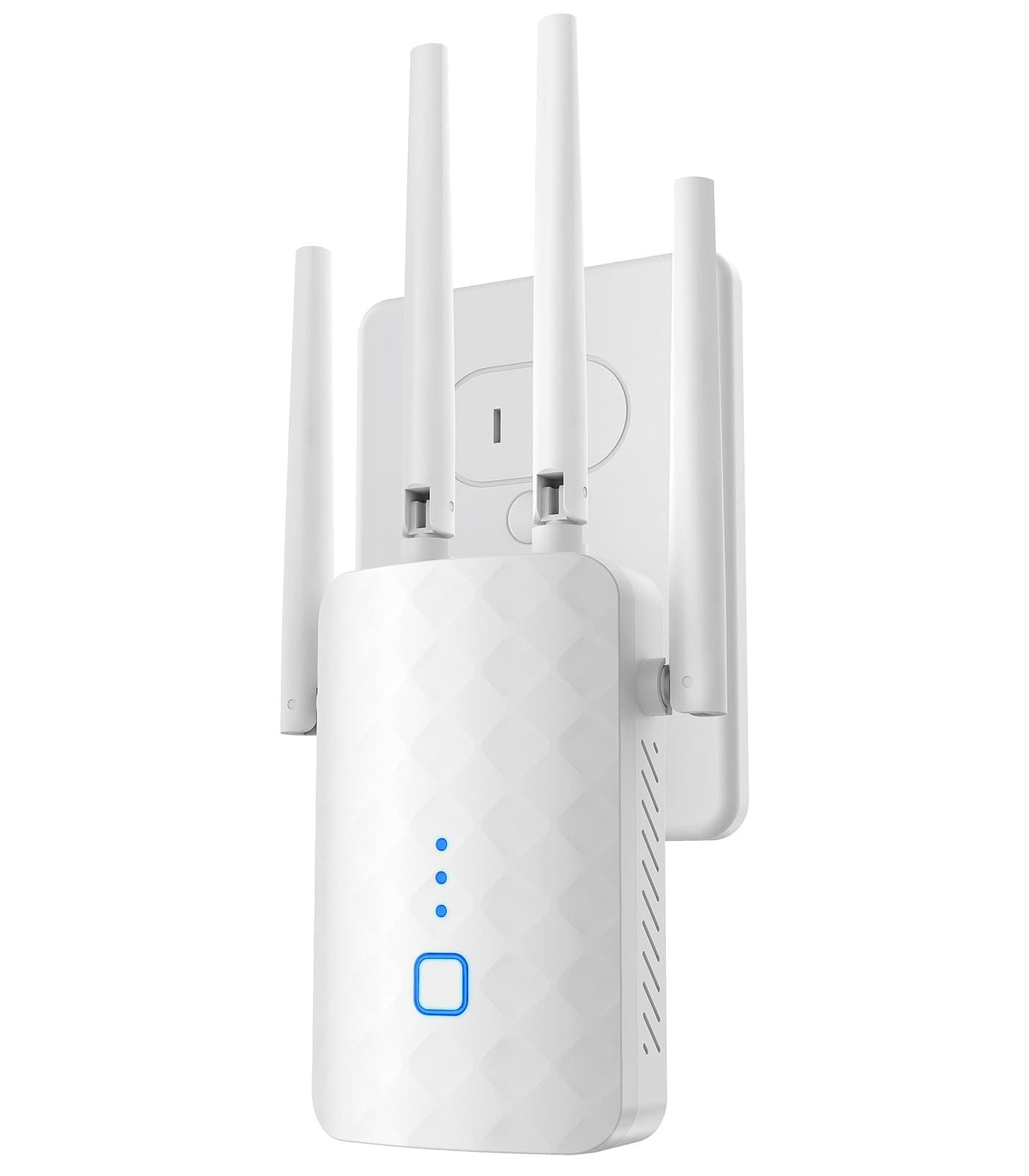 WLAN Verstärker, 1200Mbit/s WLAN Repeater mit 4*180° Schwenkbare Antenne Dualband 2,4GHz+5GHz WiFi Repeater mit WPS | 1200 Mbit/s | Mit LAN/WAN Port| Einfache Einrichtung | Kompatibel 99% WLAN Geräten White Angebot bei HelloDeals