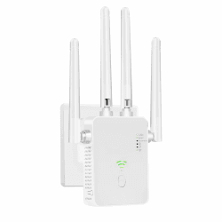 WLAN-Extender-Signalverstärker für bis zu 6.000 m² und 60 Geräte, WLAN Verstärker mit großer Reichweite und Ethernet-Anschluss, Zugangspunkt, 1-Tasten-Einrichtung Schwarz Angebot bei HelloDeals