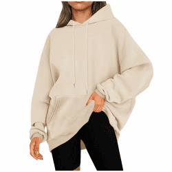 KOG Hoodie Damen Warme Hoodies Einfarbige Kapuzenpullover Winter Bekleidung Teenager Mädchen Sweatshirt mit Kapuze Vintage Oberteil Mode Frauen Warm Einfarbig Locker Hoody Retro Pullover 02 Khaki 5XL Angebot bei HelloDeals