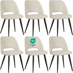 Esszimmerstühle 6er Set, Stühle Esszimmer, Küchenstühle, Wohnzimmer Essstühle mit Ausschnitt Rückenlehne Streifen Samt Stuhl, Gepolsterte Stühle für Esszimmer, Küche, Schlafzimmer, Beige Beige 6 Stück Set Angebot bei HelloDeals