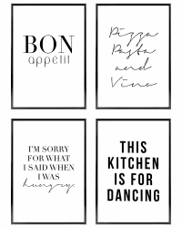 Heimlich – Poster-Set – 4 Stück A4 / 21 x 30 cm – Premium-Poster – ungerahmte Drucke – moderner Stil – Küche Küche 4er-Pack - A4 Angebot bei HelloDeals