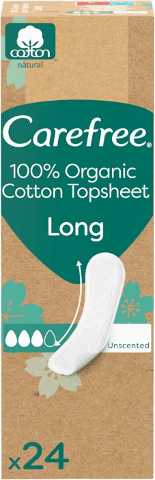 Carefree Organic Long ohne Duft 24 Stk., Slipeinlage aus 100 Prozent zertifizierter Baumwolle und parfümfrei, super saugstarker Kern 24 Stück Angebot bei HelloDeals