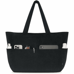 HOMESPON Handtasche Damen Tote Bag Shopper Groß Umhängetasche Cord Crossbody Beuteltasche Schultertasche Stoffbeutel für Einkaufen Schule Arbeit Reisen L Schwarz L Angebot bei HelloDeals