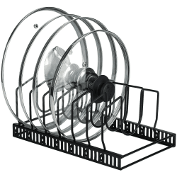 Toplife Topfdeckelhalter, Deckelhalter Schublade für Topfdeckel, Schneidebretter und Pfannen mit 7 verstellbaren Fächern, Topfdeckel Aufbewahrung, Schwarz Schwarz Topfdeckelhalter Angebot bei HelloDeals
