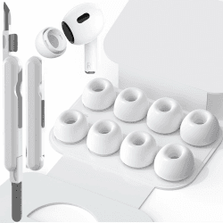 4 Größen der Silikontips Aufsätze für AirPod Pro und AirPods Pro 2 Aufsätze Ohreinsätze Tips mit Reinigungsset & Tragbarem Aufbewahrungskasten, Lärmreduzierung Loch(XS/S/M/L) - Weiß Angebot bei HelloDeals