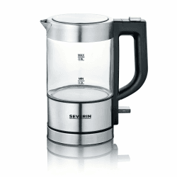 SEVERIN Mini Glas Wasserkocher 0,5 L, leistungsstark und kompakt in hochwertigem Design, elektrischer Wasserkocher mit Kalkfilter, Edelstahl/schwarz, WK 3472 0,5 L - Ohne Temperatureinstellung Angebot bei HelloDeals