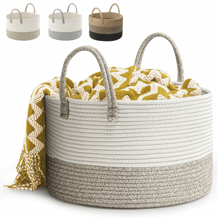 Wäschekorb für Decken 32L Geflochten Wäschesammler Baumwolle Seil Korb Faltbare Vielseitiger Aufbewahrungskorb mit Henkel Geeignet für Wohnzimmer und Schlafzimmer(Braun) Braun 40 X 25 Cm Angebot bei HelloDeals