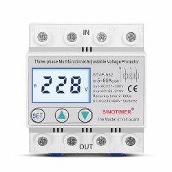 STVP-932 Din Rail Einstellbare AC 230V/400V 3-Phasen Über- und Unterspannungsschutz Auto Reconnect Überspannungsschutz Angebot bei HelloDeals