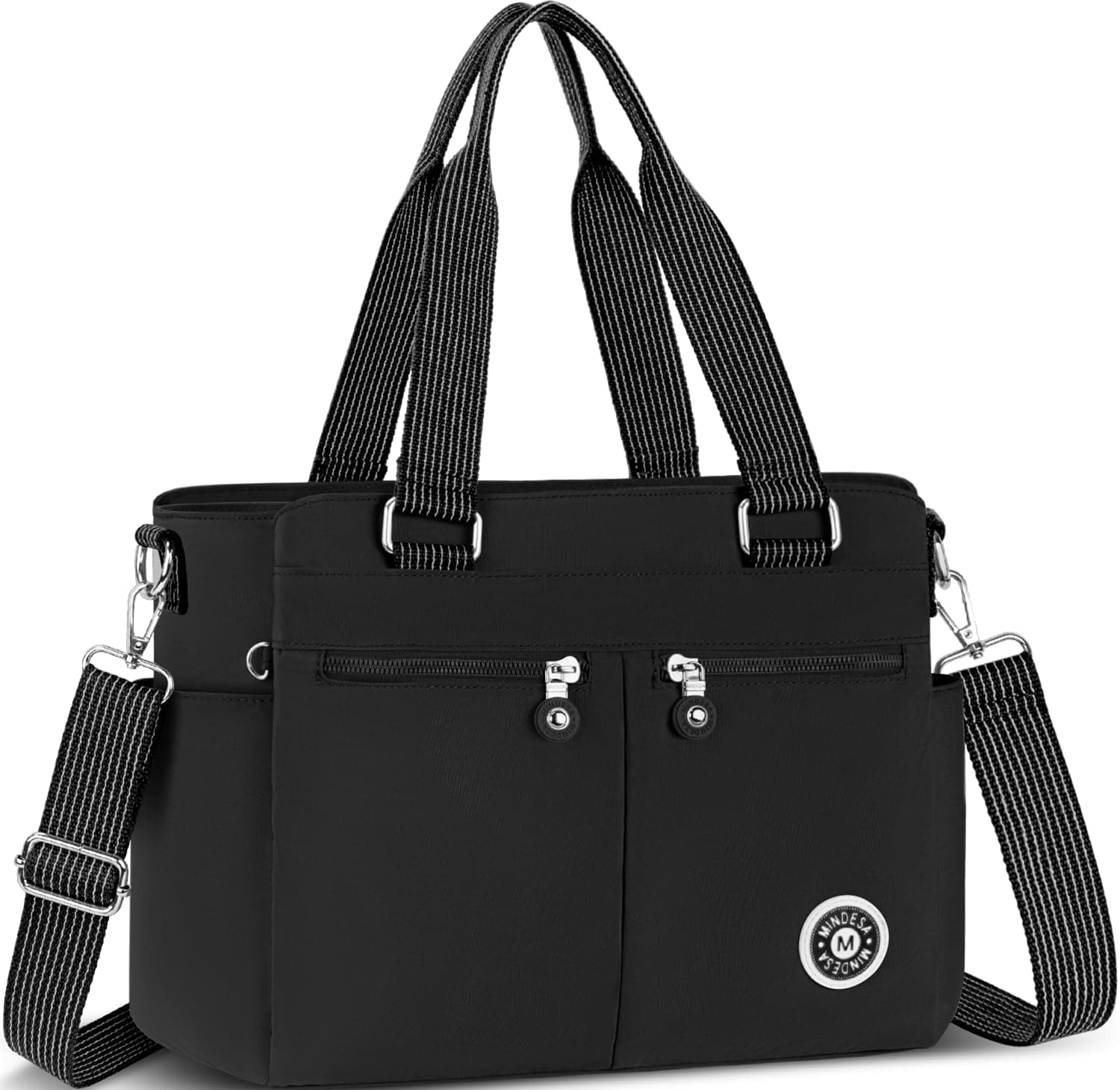 Umhängetasche Damen Groß Tasche Nylon Handtasche Gross mit Vielen Fächern Crossbody Bags Casual Leichte Tote Bag Mittelgroß mit Verstellbar Breitem Schultergurt für Uni, Schule, Shopper Schwarz Angebot bei HelloDeals