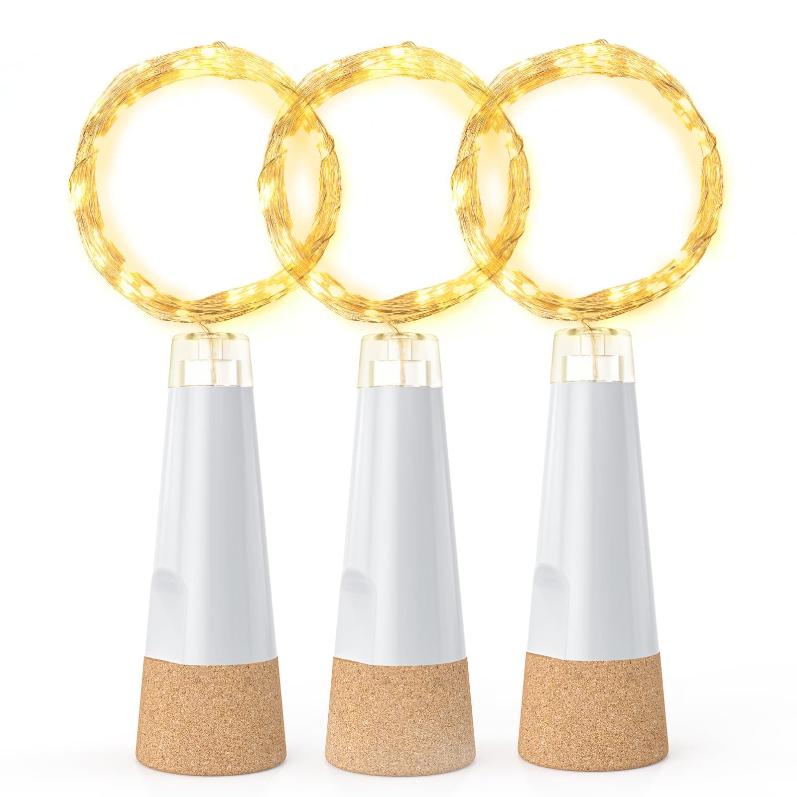 Flaschenlichter mit Korken, USB wiederaufladbares Weinflaschenlicht, batteriebetriebene Gläser, Lichterkette, 2025 verbesserte Lichterkette für Weihnachtsdekorationen Warm Weiß 3er-Pack Angebot bei HelloDeals