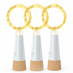 Flaschenlichter mit Korken, USB wiederaufladbares Weinflaschenlicht, batteriebetriebene Gläser, Lichterkette, 2025 verbesserte Lichterkette für Weihnachtsdekorationen Warm Weiß 3er-Pack Angebot bei HelloDeals