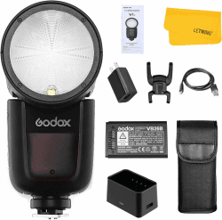 Godox V1-F TTL On-Kamera Runde Kamerablitz Blitzgerät kompatibel für Fuji-Kamera Angebot bei HelloDeals
