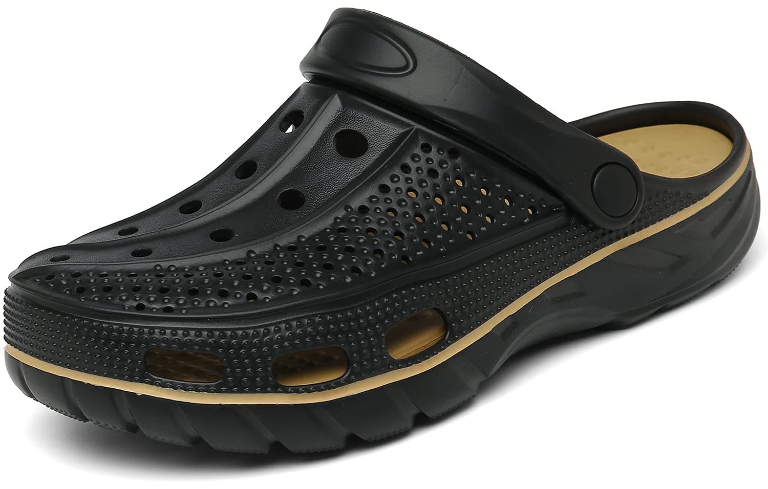 INMINPIN Clogs Herren Pantoletten Sommer Hausschuhe Damen rutschfest Atmungsaktiv Strand Sandalen Gartenschuhe 44/45 EU Schwarz Angebot bei HelloDeals