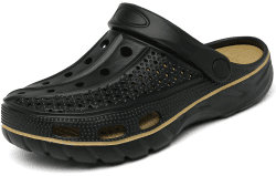 INMINPIN Clogs Herren Pantoletten Sommer Hausschuhe Damen rutschfest Atmungsaktiv Strand Sandalen Gartenschuhe 44/45 EU Schwarz Angebot bei HelloDeals