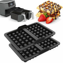 Ninja Heißluftfritteuse Zubehör,2 Stück Ninja Airfryer Zubehör mit Ninja AF400EU, AF451EU, SL400EU, und AF500DE, Doppelt Backschaleneinsatz aus Silikon, Belgische Waffeleisen Silikon Zubehör Angebot bei HelloDeals