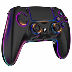 MYSTILUCK Wireless Controller für PS-4/PS-3/Pro/PC/MAC/iOS/Android/Steam Deck, Gamepad mit 7 Farben RGB Beleuchtung/Hall Effect Joystick/Dual Vibration/Turbo/Touchpad/Kopfhörerbuchse/1500 mAh Akku Schwarz Angebot bei HelloDeals