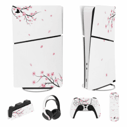 PlayVital Full Set Skin Sticker für ps5 Slim Konsole Digital Edition,Aufkleber Vinyl-Skin Stickers Schutzfolie Folie für ps5 Controller,Ladestation, Headset,Medienfernbedienung-Fallende Kirschblüten Angebot bei HelloDeals