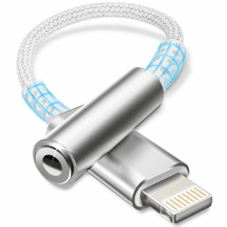 Lightning auf 3,5 mm Kopfhöreranschluss [MFi Zertifizierung] Lightning auf klinke HiFi Kopfhörer Adapter Audio Adapter Dongle Kompatibel mit i Phone 14/13/12/11/X/8/7/Pad/i-OS, Silber Weiß Angebot bei HelloDeals