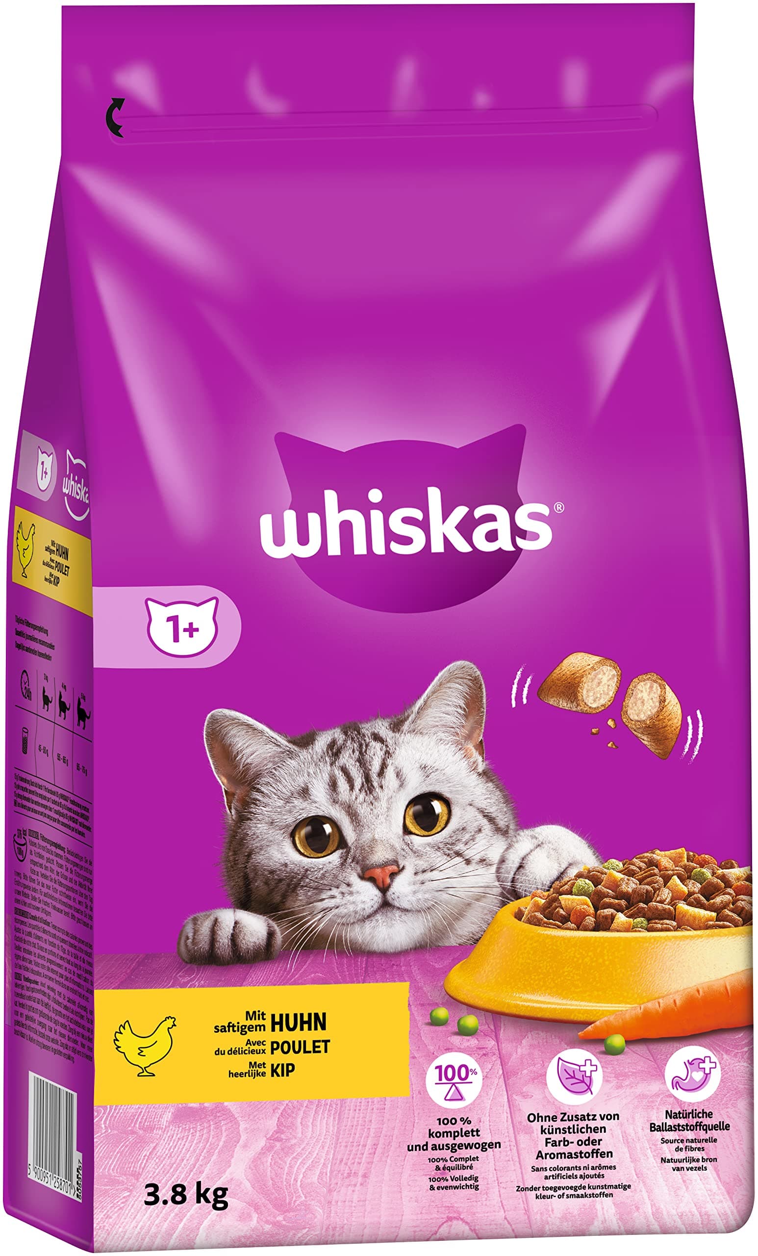 WHISKAS Katzen Trockenfutter Beutel Adult 1+ mit Huhn 3,8kg 3.8 kg (1er Pack) Angebot bei HelloDeals