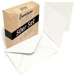 50er Set blanko Falt-Karten inkl. Briefumschläge, Klapp-Karten zum gestalten, beschriften oder bedrucken - DIN A6 / C6 - weiß Creamy Coconut A6 - 105 x 148 mm Angebot bei HelloDeals