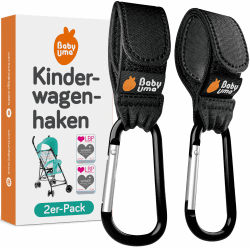 Baby Uma Kinderwagenhaken (2er-Pack) - Universelle Kinderwagen Haken für Taschen, Rutschfeste Klettverschlüsse, Stabile Karabinerhaken mit 5 kg Tragkraft Clips Angebot bei HelloDeals