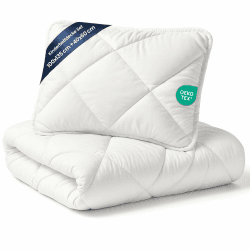 Baby Bettdecke und Kissen Kinderdecke 100x135 cm - Kinderbettdecke Kinder Bettdecken Set und Decke für Kleinkind Babybett Mikrofaser Weiß Oeko-Tex-Zertifikat 100 x 135 Weiß 100x135 cm + 40x60 cm Angebot bei HelloDeals