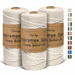 Premium Makramee Garn 3er Set, 3mm x 100m Macrame Cord Makramee Schnur Makramee Kordel, Garn für DIY Handwerk, Weben Dekoration, Hängepflanze Pflanze Aufhänger(Natur, Natur, Natur) 3mm-100m Natur, Natur, Natur Angebot bei HelloDeals