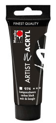 Marabu 12200055974 - Artist Acryl Lampenschwarz 974, 22 ml, feine Acrylfarbe in Künstlerqualität, auf Wasserbasis, pastose Konsistenz, hoch pigmentiert, sehr gute Brillanz und Deckkraft Schwarz 22 ml (1er Pack) Angebot bei HelloDeals