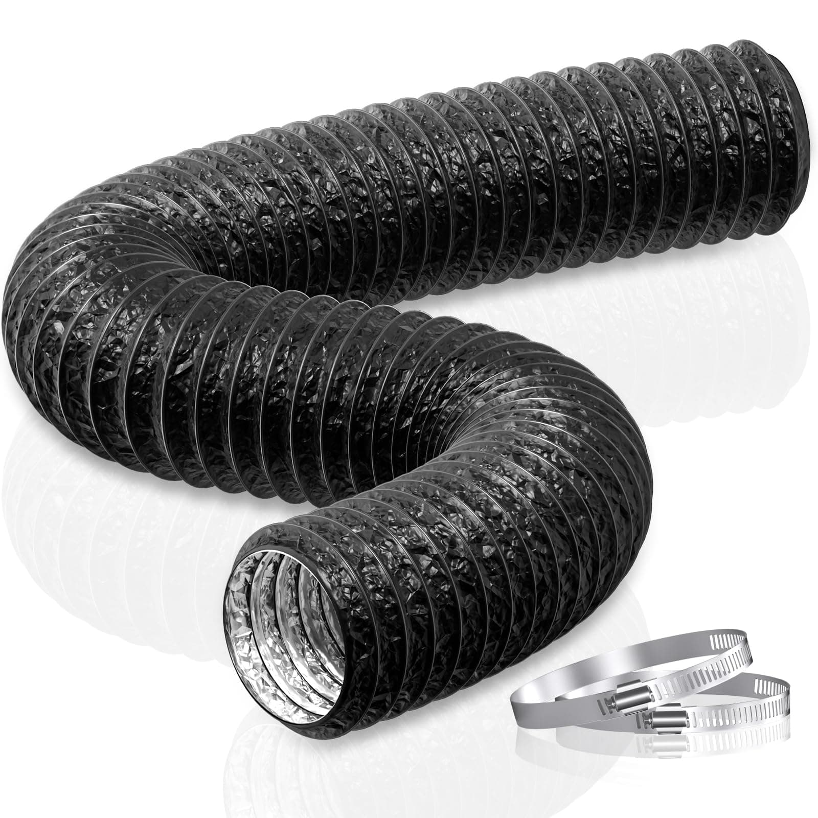 HG Power 75mm Abluftschlauch, 5m Flexibel PVC Alurohr Lüftungsschlauch Schallgedämmter Alu Flex-Schlauch Abluftrohr für Wachstumszelt Trockner Mobile Klimaanlage Abluftventilator, Schwarz Schwarz 75mm*5m Angebot bei HelloDeals