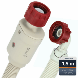 1,5-3m Aquastop Schlauch 3/4 Zoll Anschluss (Standard) für Waschmaschine & Geschirrspüler, mit Sicherheitsventil, Schmutzsieb, max. 90°C – Sicherheitszulaufschlauch gegen Wasserschäden 1,5m 1.5 Meter Angebot bei HelloDeals
