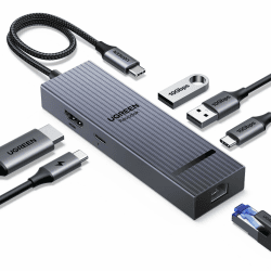 UGREEN Revodok Pro 1061 10Gbps USB C Hub HDMI 4K@60Hz Ethernet Adapter mit 2*USB A 3.2 & USB C 3.2 Kompatibel mit iPhone 17/16 Serie, iPad Pro/Air, MacBook Pro/Air, Mac mini M4/M4 Pro, Steam Deck usw. Angebot bei HelloDeals