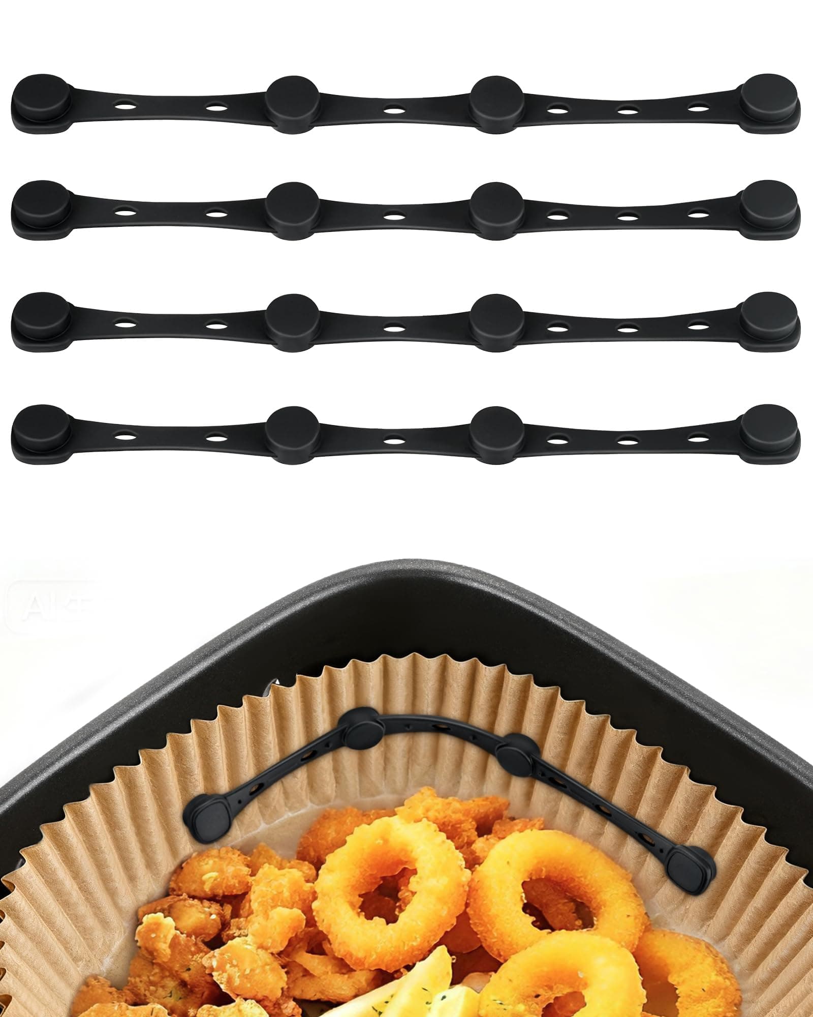 Magnete für Airfryer Backpapier, 4 Stück Silikon Magnete Airfryer Zubehör Verhindern Backpapier von Abdeckung Lebensmitteln, Heißluftfritteuse Zubehör für Ninja,Philips,Cosori 4pcs Schwarz Angebot bei HelloDeals