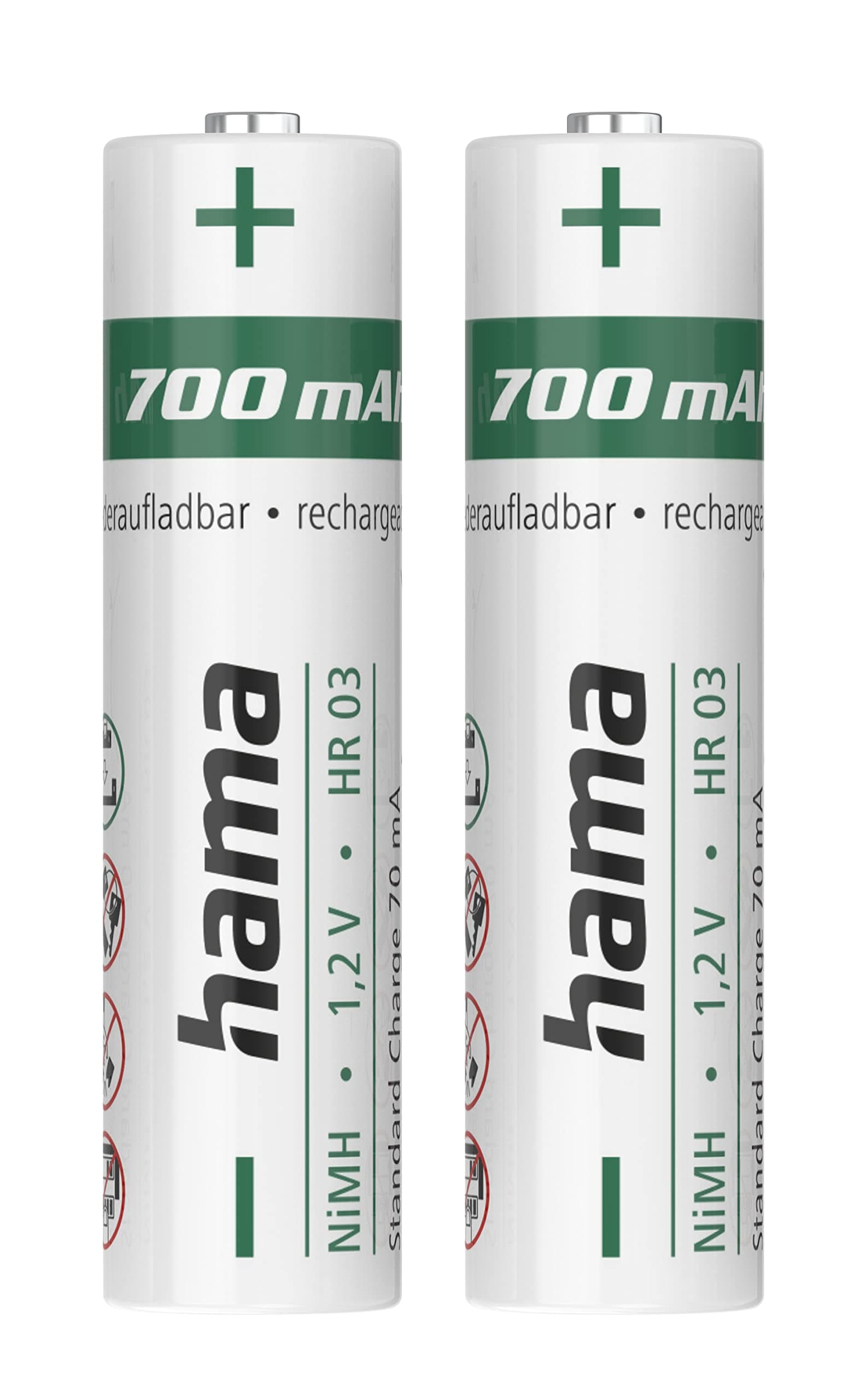 Hama Akku Batterien AAA aufladbar, 2 Stück (mit hoher Kapazität, 700 mAh, 1,2 V, wiederaufladbar, geringe Selbstentladung, Akku AAA Micro, NiMH Akkus, für schnurlose Telefone, Fernbedienung etc.) Weiß Normal Angebot bei HelloDeals