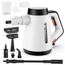 Handdampfreiniger, 400 ml Druck-Mehrzweckdampfreiniger mit 9-teiligem Zubehör, chemikalienfreier Dampfreiniger für den Heimgebrauch, Reinigung von Böden, Fliesen, Fenstern, Sofas (weiß) Angebot bei HelloDeals