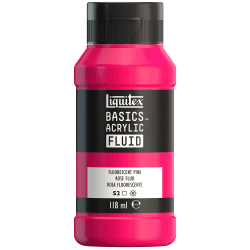 Liquitex 8870425 Basics Fluid Acrylfarbe mit fließender Konsiszenz, schnell trocknend, lichtecht, wasserfest, auf Wasserbasis, 118ml Flasche - Rosa Fluo Acrylfarbe - 118ml Rosa Fluo Angebot bei HelloDeals