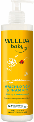 WELEDA Bio Calendula Baby XL Waschlotion & Shampoo vegan - Naturkosmetik Duschgel zur Hautpflege / Haarpflege bei Neugeborenen. Babypflege Dusche für empfindliche Haut, mild zu den Augen (1x 400ml) Baby Waschlotio & Shampoo 400ml Angebot bei HelloDeals