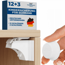 Hoffenbach Magnetische Kindersicherung 12 Schlösser + 3 Schlüssel – Schranksicherung & Schubladensicherung ohne Bohren – Unsichtbarer Magnetverschluss – Weiß 12 Magnete + 3 Schlüssel Weiß Angebot bei HelloDeals