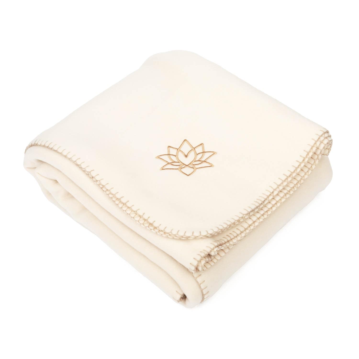 Bodhi Yogadecke ASANA Blanket | Weiche & Warme Kuscheldecke | Meditationsdecke für Shavasana | Tagesdecke aus Fleece mit Lotus-Stickerei | Sofa- & Überwurfdecke | 150 x 200 cm (Natur) Angebot bei HelloDeals