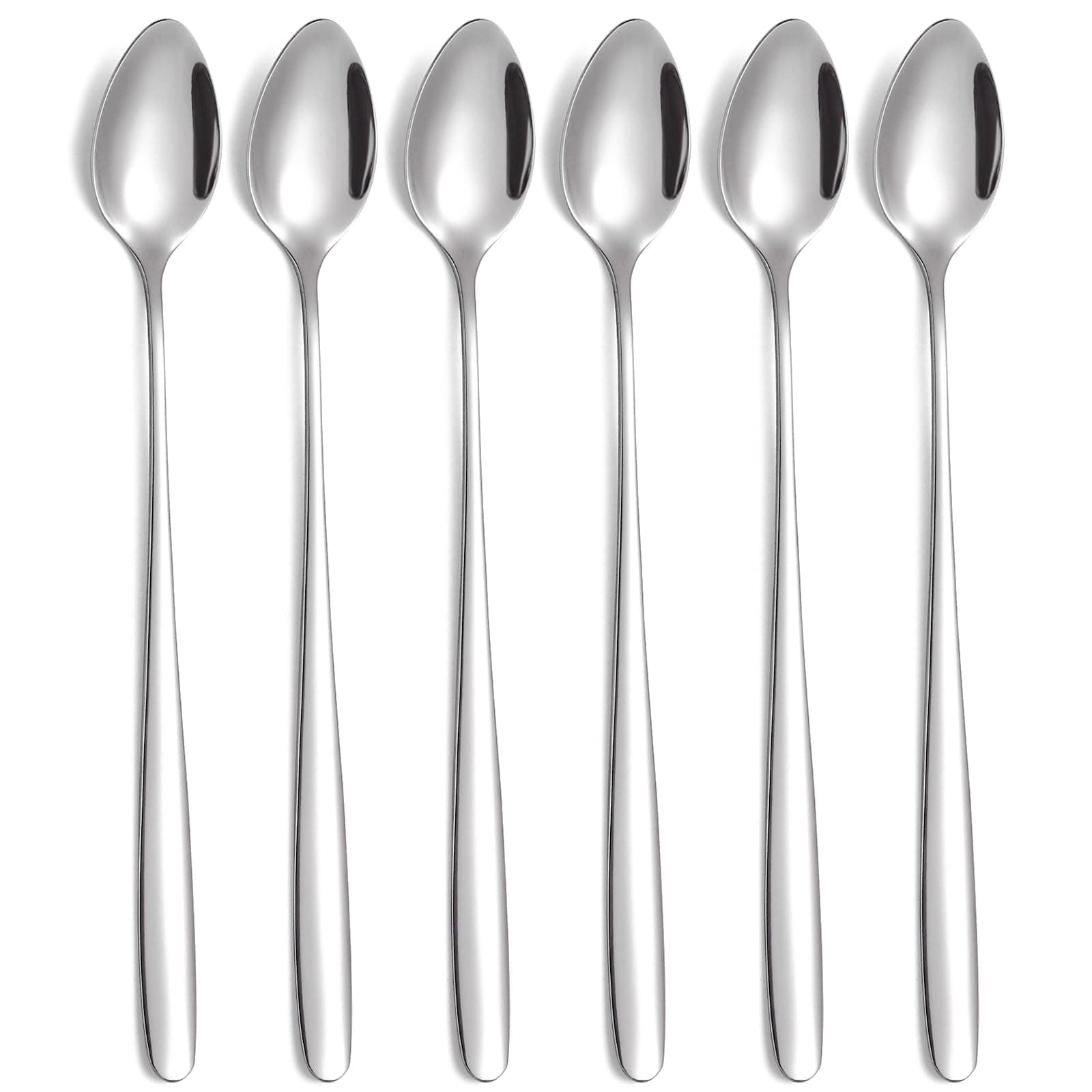 Latte Macchiato Löffel Set, 6-teilig, 19.8 cm lange Griff Eislöffel lang Rührlöffel aus Edelstahl für Eiskaffee Eistee Milchshake Eisbecher Cocktails & Desserts A-6 Stück Silber Angebot bei HelloDeals