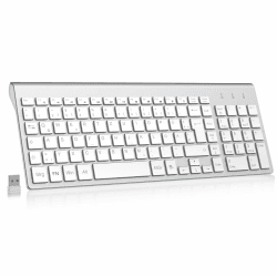 cimetech Tastatur Kabellos Ergonomische Kabellose Tastatur Flache Tasten 2,4 GHz Wireless Keyboard Funktastatur QWERTZ Layout 10m Reichweite Kompatibel mit PC, Desktop, Notebook, Laptop (Slim_Silber) Angebot bei HelloDeals