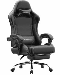 Dowinx Gaming Stuhl Bürostuhl Massage Gaming Sessel mit höhenverstellbaren Linkage-Armlehnen, ergonomischer Gamer Stuhl mit Fußstütze, gepolstert Gaming Chair 150° neigbar bis 180 kg, Schwarz Angebot bei HelloDeals