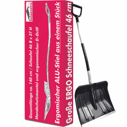 Große Schneeschaufel 46 cm breit mit ergonomischem Aluminium-Stiel und D-Griff Schneeschieber Schneeschippe Schneeschüppe Schneeräumer ergonomisch Spatengriff Schildschaufel Alu-Kante Kunststoffblatt Angebot bei HelloDeals
