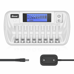 BONAI Akku Ladegerät 9 Slot LCD Batterieladegerät Universal Akkuladegerät Intelligentes Battery Charger mit Entladungsfunktion für AA/AAA/9V Block NI-MH Wiederaufladbare Batterien Angebot bei HelloDeals