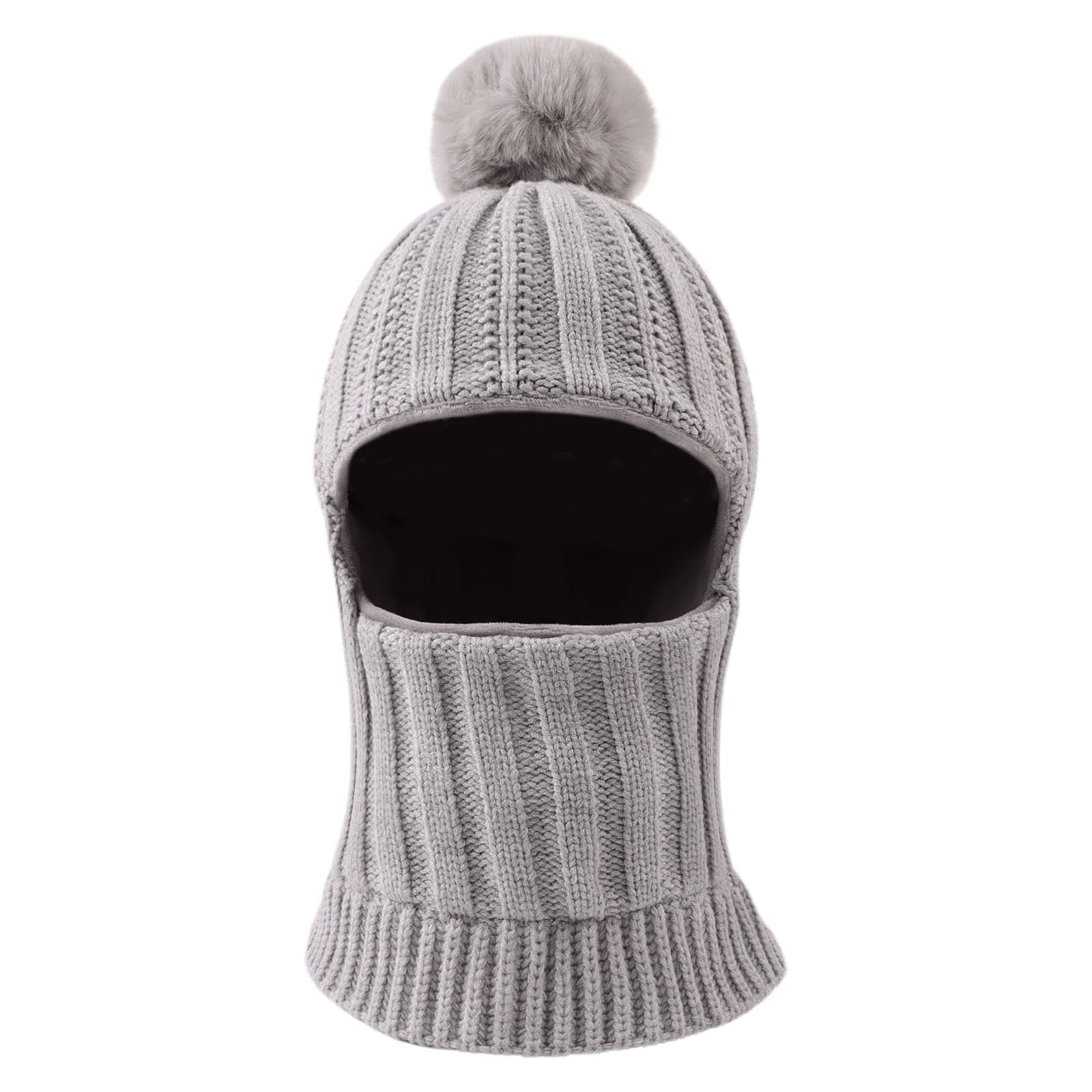 XIAOHAWANG Baby Wintermütze Jungen kindermützen Winter Polarfleece Winddicht Kälteschutz Strickmütze Jungen Warm Beanie Mit Bommel für Kinder Baby 3-10 Jahre Grau Angebot bei HelloDeals
