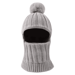 XIAOHAWANG Baby Wintermütze Jungen kindermützen Winter Polarfleece Winddicht Kälteschutz Strickmütze Jungen Warm Beanie Mit Bommel für Kinder Baby 3-10 Jahre Grau Angebot bei HelloDeals