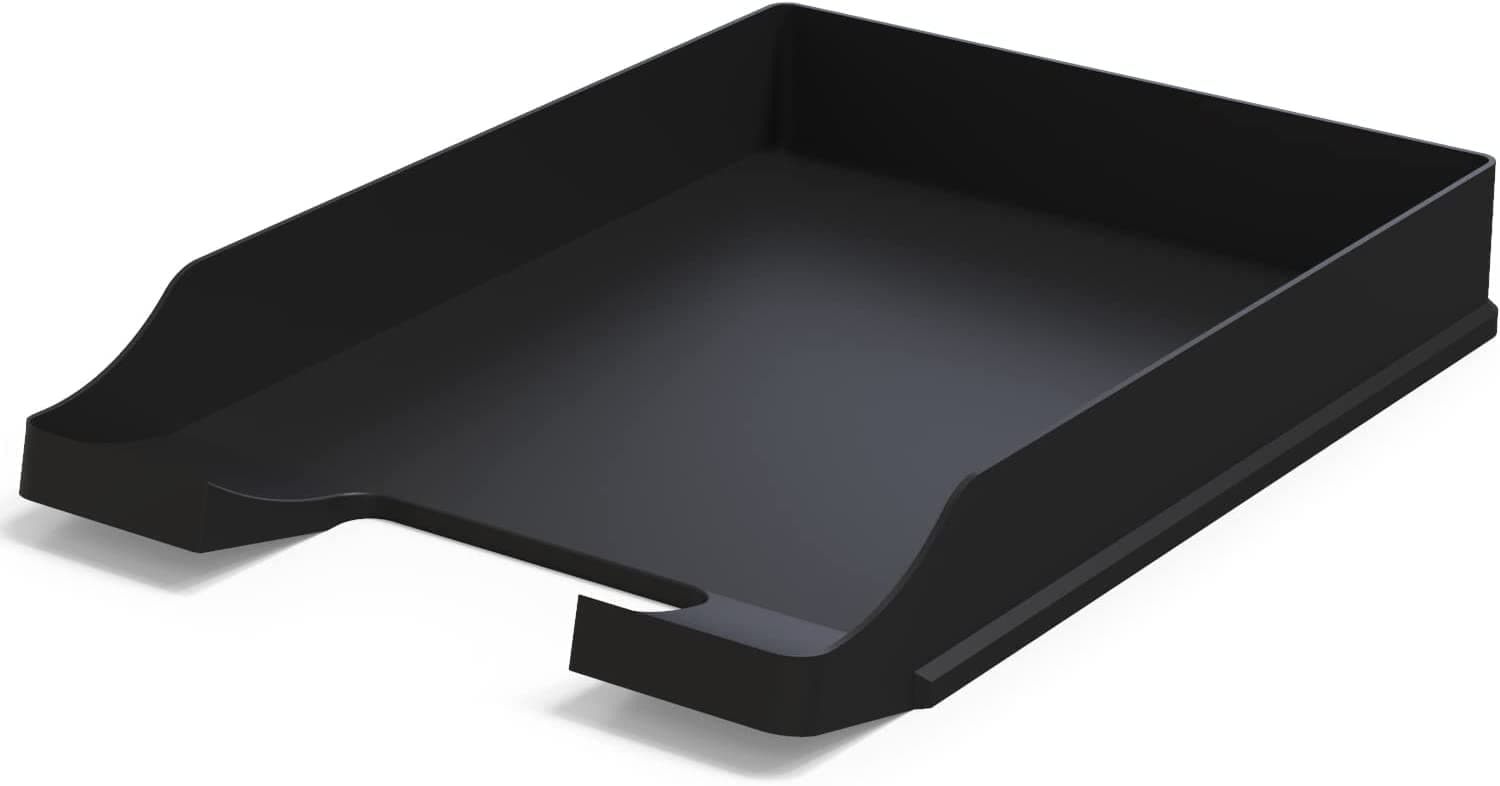 Dokumentenablagen Schwarz A4 - Stapelbarer Schreibtisch-Organisator - Kunststoff-Büroablage - Papierhalter - Postkörbe - 35x25x5,2 cm 1.0 Angebot bei HelloDeals
